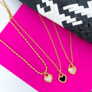 MINI ⫸OG PEARL HEART 🖤 DOUBLE SIDED⫸NECKLACE