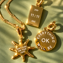 Load image into Gallery viewer, ••limited edition •• DON’T EVER DIM YOUR LIGHT☀️ SUN MANTRA NECKLACE (double sided)
