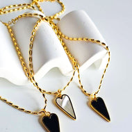 GOLD ⫸ PEARL & BLACK ONYX 🖤DOUBLE SIDED ⫸ HEART NECKLACE