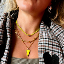Load image into Gallery viewer, ••NEW•• ELECTRIC LOVE 💚 DBL HEART CHARM NECKLACE
