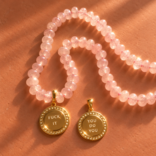 Load image into Gallery viewer, ••ONE OF A KIND•• FUCK IT + ROSE QUARTZ GEMSTONE NECKLACE ✨
