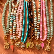 Load image into Gallery viewer, ••ONE OF A KIND•• GOLD SPARKLE HEART + ROSE GEMSTONE NECKLACE ✨
