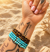 Load image into Gallery viewer, ••NEW•• MINI TURQUOISE &amp; TIGERS EYE •• LAYERING BRACLETES
