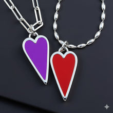 Load image into Gallery viewer, RED &amp; PURPLE HAPPY💜❤️ HEART NECKLACE💜❤️(SILVER &amp; GOLD)
