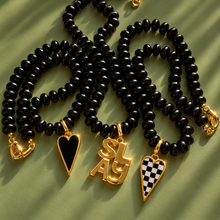 Load image into Gallery viewer, ••ONE OF A KIND•• ￼CHECKER HEART + BLACK ONYX✨

