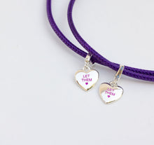 Load image into Gallery viewer, ••presale••LET THEM 💜 PURPLE HEART 💜 MANTRA NECKLACE
