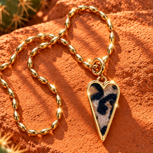 Load image into Gallery viewer, ••NEW•• WILD CHILD (double sided) ⚡️ANIMAL PRINT HEART NECKLACE
