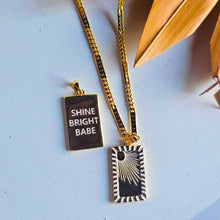 Load image into Gallery viewer, SHINE BRIGHT BABE ⫸DOUBLE SIDED SUN☼ DBL MANTRA NECKLACE ☼
