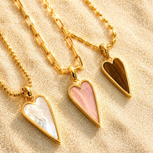 Load image into Gallery viewer, ••NEW•• PINK SEA SHELL HEART NECKLACE **(double sided)**
