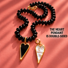 Load image into Gallery viewer, ••ONE OF A KIND•• BLACK ONYX HEART + BLACK ONYX GEMSTONE NECKLACE ✨

