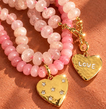 Load image into Gallery viewer, ••ONE OF A KIND•• LOVE HEART + PINK QUARTZ GEMSTONE NECKLACE ✨
