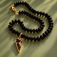 Load image into Gallery viewer, ••ONE OF A KIND•• ANIMAL PRINT HEART + BLACK ONYX GEMSTONE NECKLACE ✨
