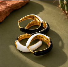 Load image into Gallery viewer, DOUBLE SIDED --BLACK &amp; WHITE  ♥HAPPY ♥ HOOPS

