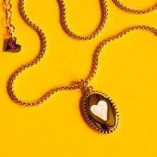 Load image into Gallery viewer, OVAL HEART 🖤 MANTRA NECKLACE 🩷🖤🤍
