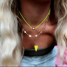 Load image into Gallery viewer, ••NEW•• ELECTRIC LOVE 💚 DBL HEART CHARM NECKLACE
