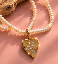 Load image into Gallery viewer, ••ONE OF A KIND••FUCK BEING PERFECT HEART + PEARL NECKLACE ✨
