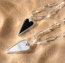 Load image into Gallery viewer, **last one** DOUBLE SIDED💖HAPPY HEART ♥ PEARL &amp; BLACK ♥SILVER
