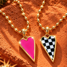 Load image into Gallery viewer, ••NEW•• CHECK ME OUT ⚡️CHECKER HEART-NECKLACE (double-sided)
