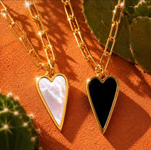 Load image into Gallery viewer, DOUBLE SIDED♥LARGE ♥ RAVING HEART ♥ PEARL &amp; BLACK ♥ GOLD
