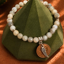 Load image into Gallery viewer, ••NEW•• SILVER 🩶LUCKY PENNY SILVER MOONSTONE BRACELET
