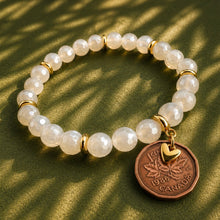 Load image into Gallery viewer, ••NEW•• PEARL SHIMMER HEART OF GOLD 💛 LUCKY PENNY BRACELET
