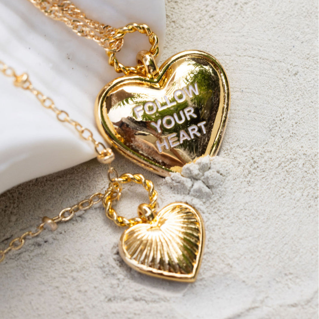 FOLLOW YOUR HEART - mini ⫸ DBL MANTRA NECKLACE
