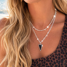 Load image into Gallery viewer, **last one** DOUBLE SIDED💖HAPPY HEART ♥ PEARL &amp; BLACK ♥SILVER
