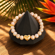 Load image into Gallery viewer, ••NEW•• PINK MOTHER OF PEARL &amp; TIGERS EYE ⚡️DBL HEART ❤️BRACELET
