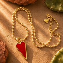 Load image into Gallery viewer, **SALE** RED RAVING HEART♥ NECKLACE ♥ GOLD
