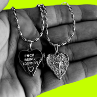 F🖤CK BEING PERFECT 🖤MANTRA NECKLACE 🖤 SILVER