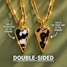 Load image into Gallery viewer, ••NEW•• WILD CHILD (double sided) ⚡️ANIMAL PRINT HEART NECKLACE
