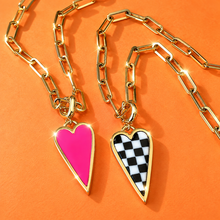 Load image into Gallery viewer, ••NEW•• CHECK ME OUT ⚡️CHECKER HEART-NECKLACE (double-sided)

