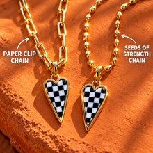 Load image into Gallery viewer, ••NEW•• CHECK ME OUT ⚡️CHECKER HEART-NECKLACE (double-sided)
