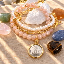 Load image into Gallery viewer, ••NEW•• PINK MOONSTONE 🌙DIME BRACELET
