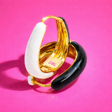 Load image into Gallery viewer, DOUBLE SIDED --BLACK &amp; WHITE  ♥HAPPY ♥ HOOPS
