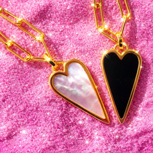 Load image into Gallery viewer, DOUBLE SIDED♥HAPPY HEART ♥ PEARL &amp; BLACK ♥ GOLD
