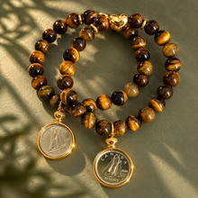 Load image into Gallery viewer, ••NEW•• TIGERS EYE 👁️ DIME CHARM BRACELET
