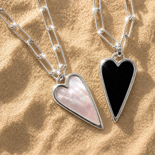 Load image into Gallery viewer, **last one** DOUBLE SIDED💖HAPPY HEART ♥ PEARL &amp; BLACK ♥SILVER
