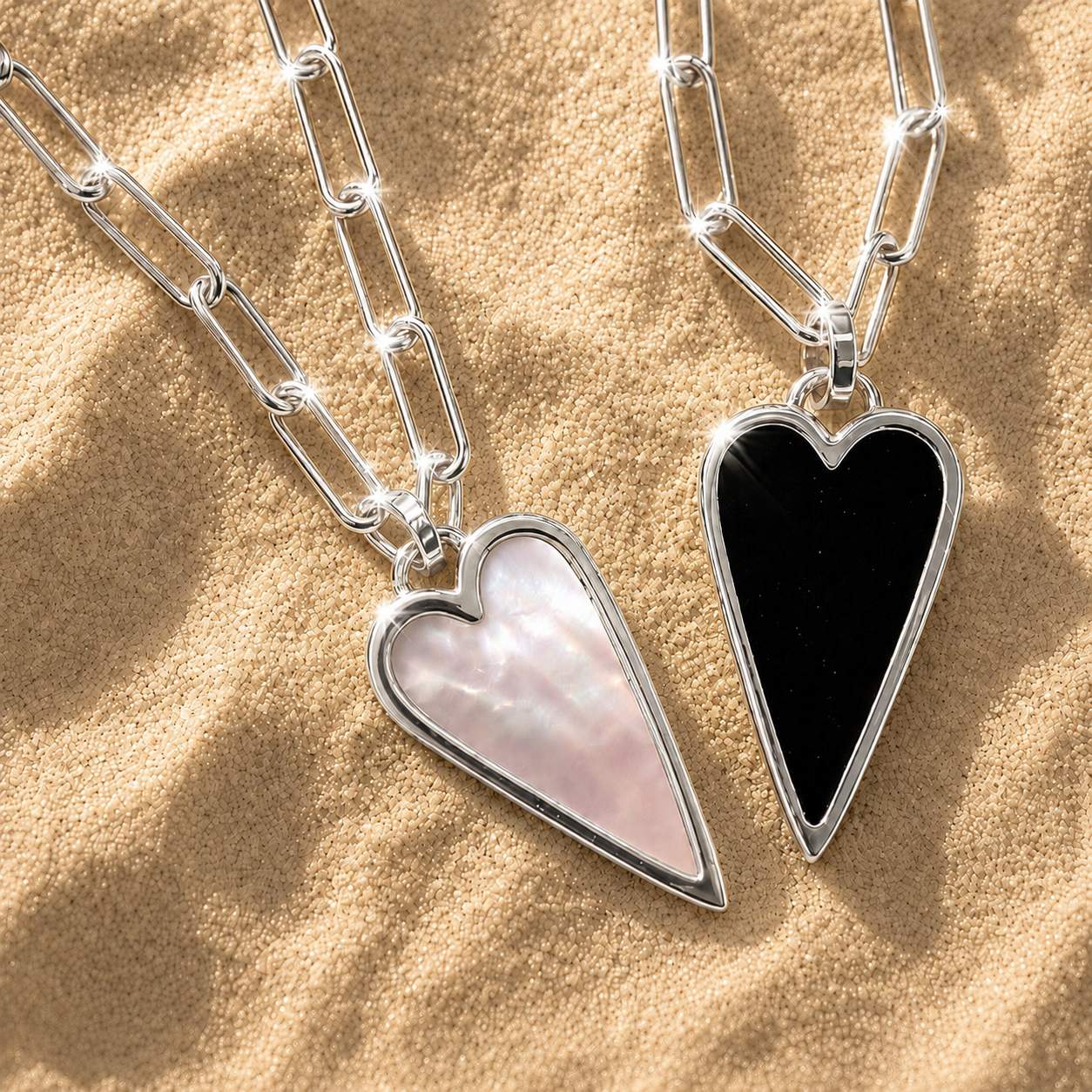 DOUBLE SIDED💖HAPPY HEART ♥ PEARL & BLACK ♥SILVER – DBL Shop