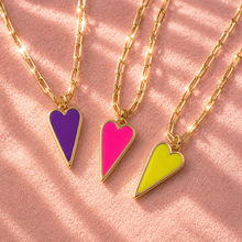 Load image into Gallery viewer, DOUBLE SIDED💖COLORFUL 🌈HAPPY HEART♥ NECKLACE ♥ GOLD
