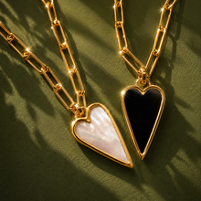 Load image into Gallery viewer, DOUBLE SIDED♥LARGE ♥ RAVING HEART ♥ PEARL &amp; BLACK ♥ GOLD
