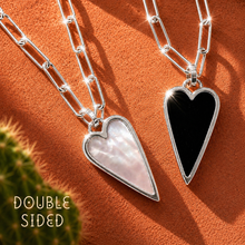 Load image into Gallery viewer, **last one** DOUBLE SIDED♥ RAVING HEART ♥ PEARL &amp; BLACK ♥SILVER
