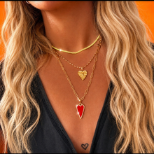 Load image into Gallery viewer, RED RAVING HEART♥ NECKLACE ♥ GOLD
