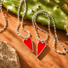 Load image into Gallery viewer, RED RAVING HEART♥ NECKLACE ♥SILVER METAL
