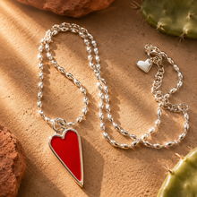 Load image into Gallery viewer, RED RAVING HEART♥ NECKLACE ♥SILVER METAL

