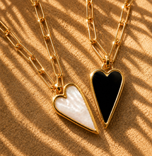 Load image into Gallery viewer, DOUBLE SIDED♥ LARGE ♥ RAVING HEART ♥ PEARL &amp; BLACK ♥ GOLD

