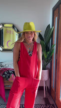 Load and play video in Gallery viewer, KRISTAS CLOSET 🩷RED ❤️❤️FREE PEOPLE INSPIRED OVERALLS(xs/s)
